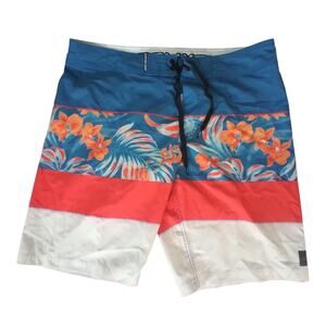 Pipeline board shorts swim trunks suit men's 36 x 11 blue striped Floral